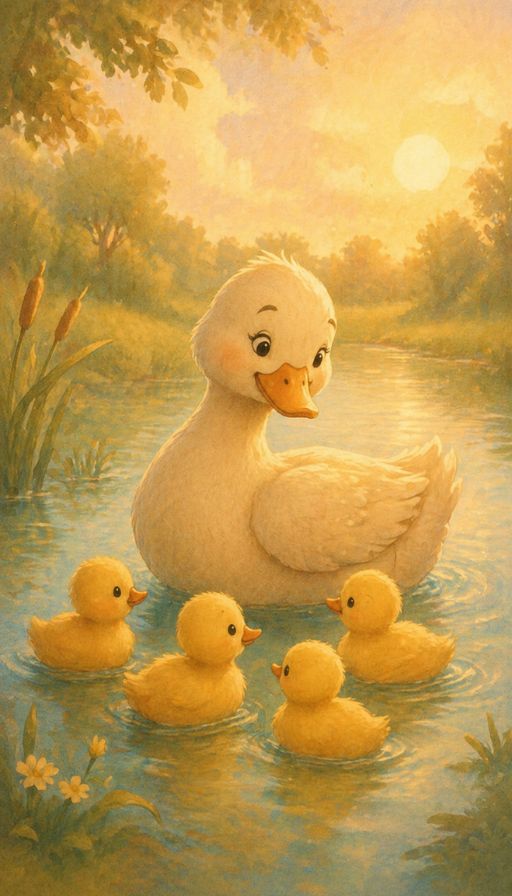 Мама патица и нейните малки патенца